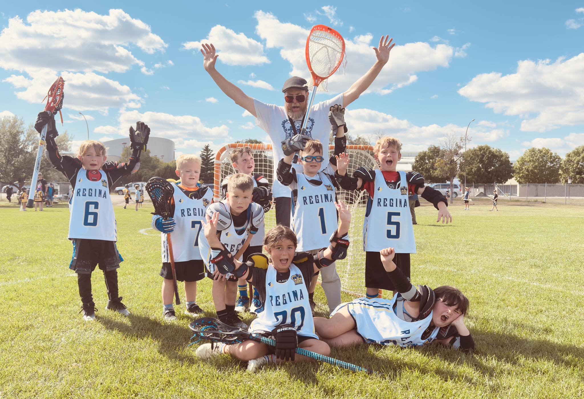 Youth lacrosse team celebration
